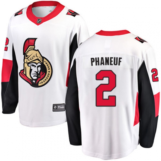 Men's Ottawa Senators #2 Dion Phaneuf Fanatics Branded White Away Breakaway NHL Jersey - Ujersey