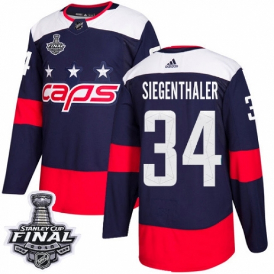 Youth Adidas Washington Capitals #34 Jonas Siegenthaler Authentic Navy Blue 2018 Stadium Series 2018 Stanley Cup Final NHL Jersey - Ujersey