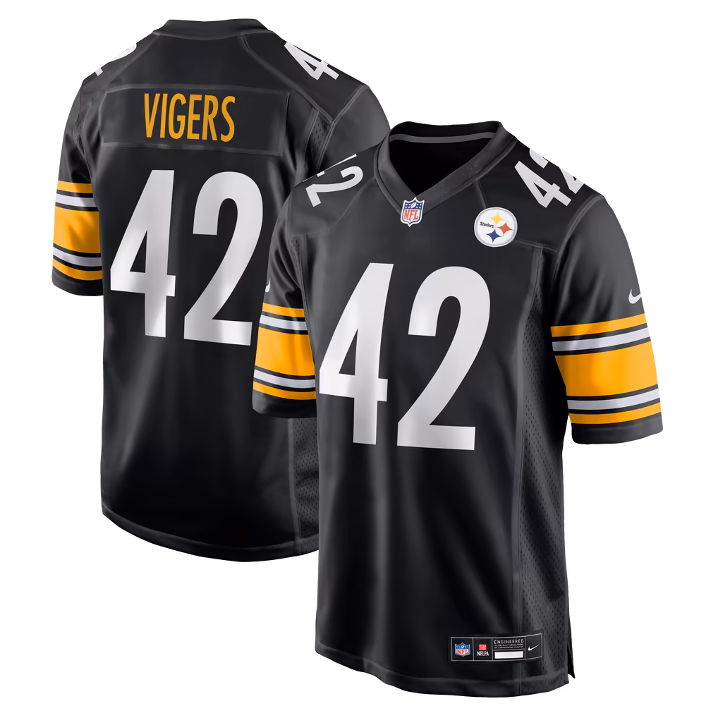 Men's Pittsburgh Steelers Car'lin Vigers Nike Black Team Game Jersey