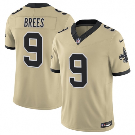 Men's New Orleans Saints #9 Drew Brees Gold 2025 F.U.S.E. Alternate Vapor Limited Football Stitched Jersey - Ujersey