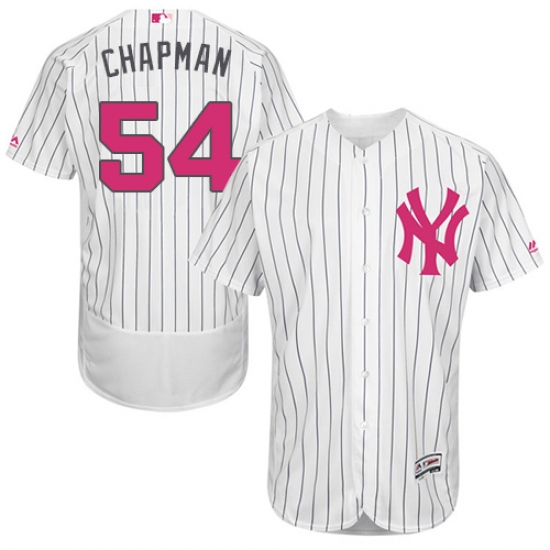 Men's Majestic New York Yankees #54 Aroldis Chapman Authentic White 2016 Mother's Day Fashion Flex Base MLB Jersey - Ujersey