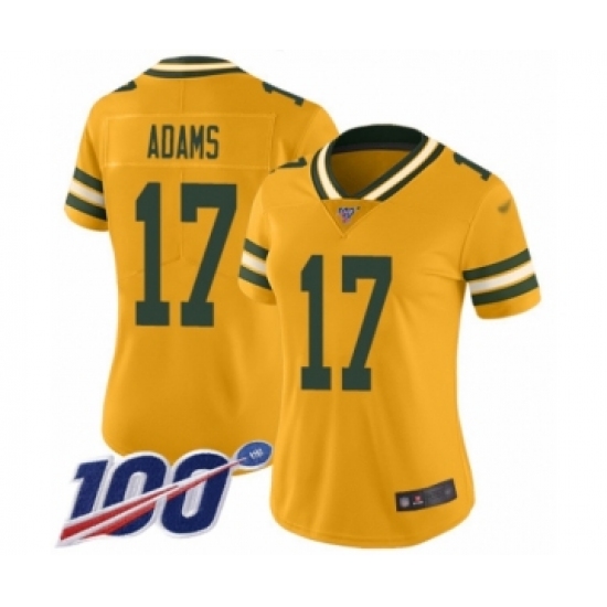 Women's Green Bay Packers #17 Davante Adams Limited Gold Inverted Legend 100th Season Football Jersey - Ujersey