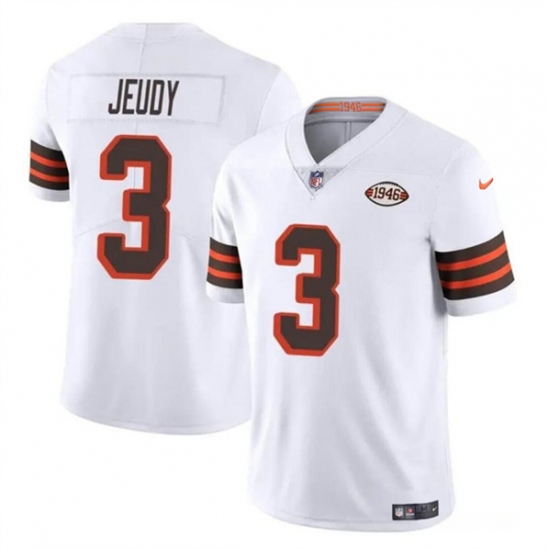 Men's Cleveland Browns #3 Jerry Jeudy White 1946 Collection Vapor Limited Football Stitched Jersey - Ujersey