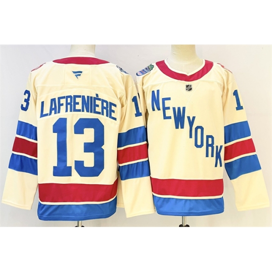 Men's New York Rangers #13 Alexis Lafreniere Beige 2025-26 Winter Classic Stitched Hockey Jersey
