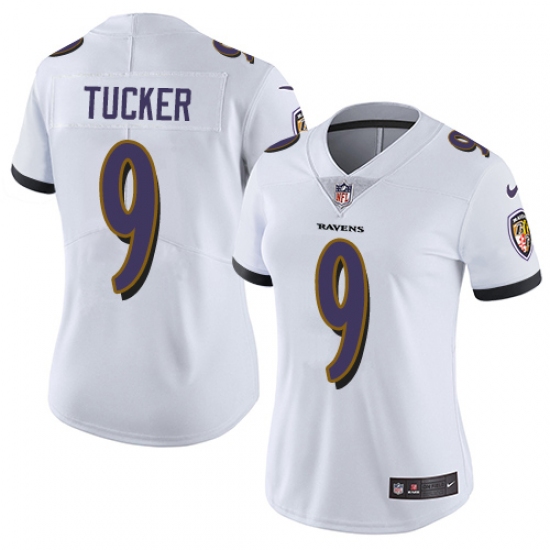 Women's Nike Baltimore Ravens #9 Justin Tucker White Vapor Untouchable Limited Player NFL Jersey - Ujersey