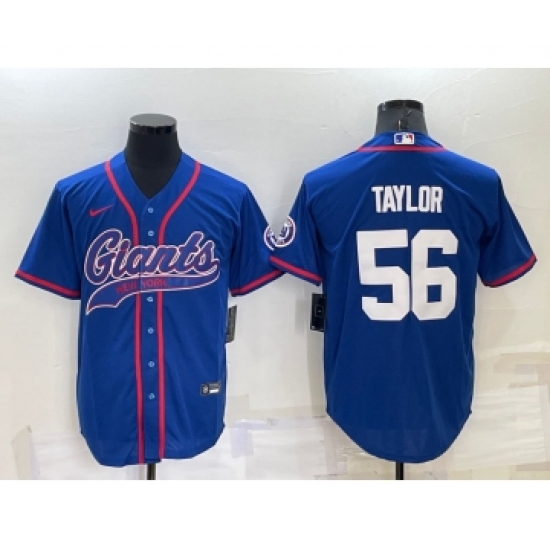 Men's New York Giants #56 Lawrence Taylor Blue Stitched MLB Cool Base Nike Baseball Jersey - Ujersey