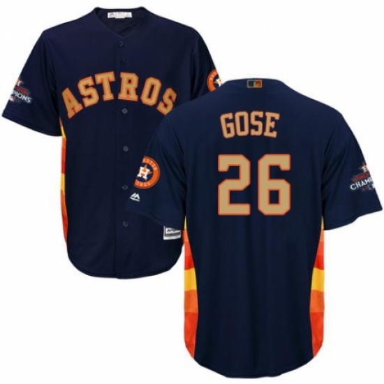 Men's Majestic Houston Astros #26 Anthony Gose Replica Navy Blue Alternate 2018 Gold Program Cool Base MLB Jersey - Ujersey