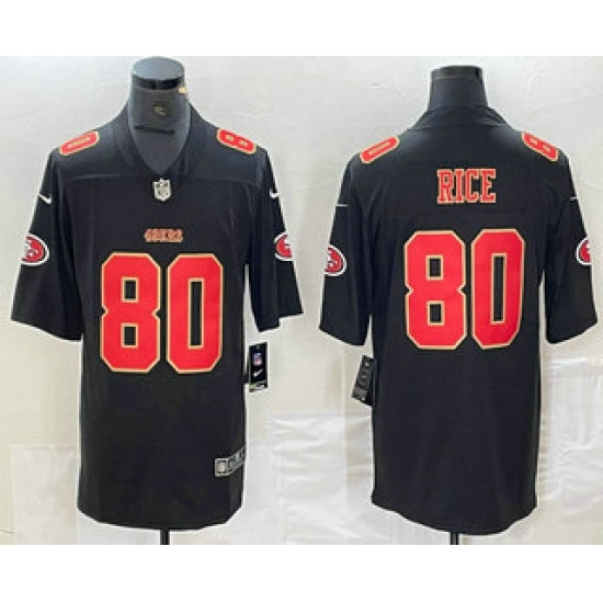 Men's San Francisco 49ers #80 Jerry Rice Black Red Fashion Vapor Limited Stitched Jersey - Ujersey