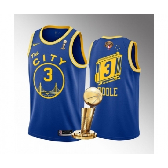 Mens Golden State Warriors #3 Jordan Poole Royal 2022 NBA Finals Champions Stitched Jersey - Ujersey