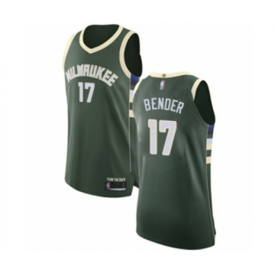 Men's Milwaukee Bucks #17 Dragan Bender Authentic Green Basketball Jersey - Icon Edition - Ujersey