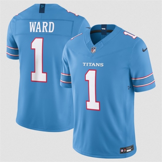 Men's Tennessee Titans #1 Cameron Ward Light Blue 2026 F.U.S.E. Vapor Limited Stitched Football Jersey - Ujersey