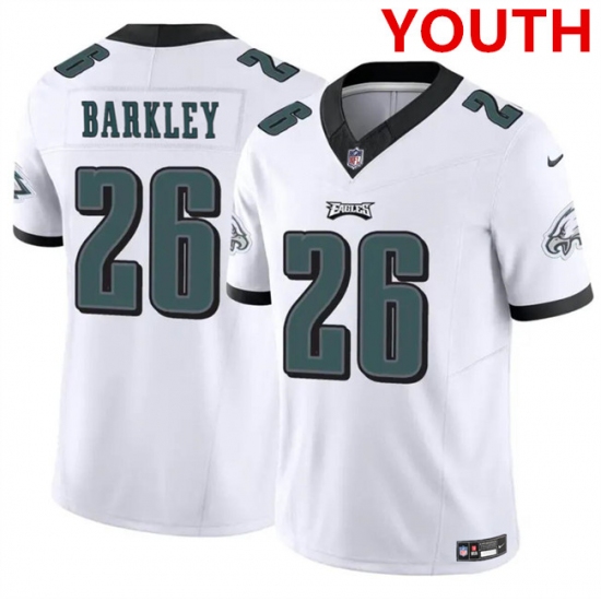 Youth Philadelphia Eagles #26 Saquon Barkley White 2023 F.U.S.E Vapor Untouchable Limited Football Stitched Jersey - Ujersey