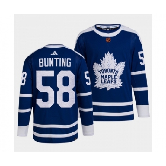 Men's Toronto Maple Leafs Black #58 Michael Bunting Blue 2022 Reverse Retro Stitched Jersey - Ujersey