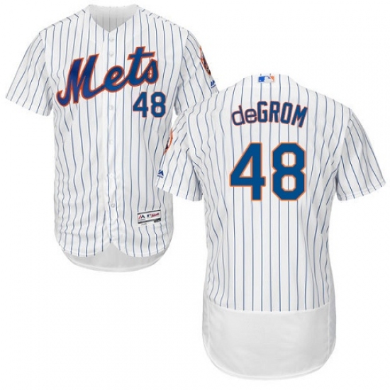 Men's Majestic New York Mets #48 Jacob deGrom White Home Flex Base Authentic Collection MLB Jersey - Ujersey