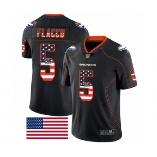Men's Denver Broncos #5 Joe Flacco Limited Black Rush USA Flag Football Jersey - Ujersey