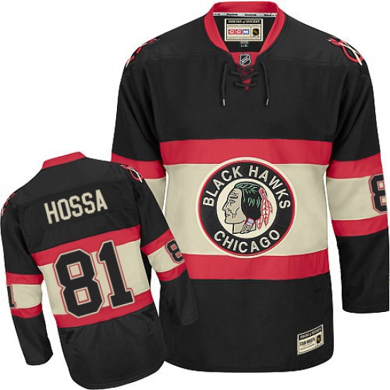 Men's CCM Chicago Blackhawks #81 Marian Hossa Premier Black Third Throwback NHL Jersey - Ujersey