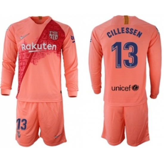 Barcelona #13 Cillessen Third Long Sleeves Soccer Club Jersey
