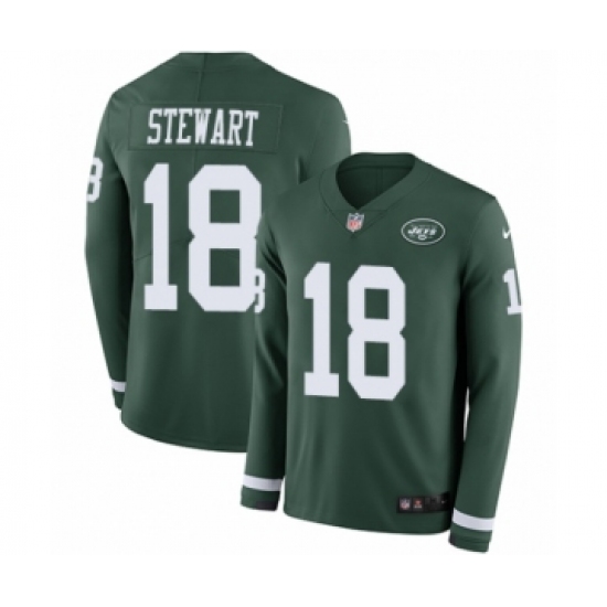 Youth Nike New York Jets #18 ArDarius Stewart Limited Green Therma Long Sleeve NFL Jersey - Ujersey