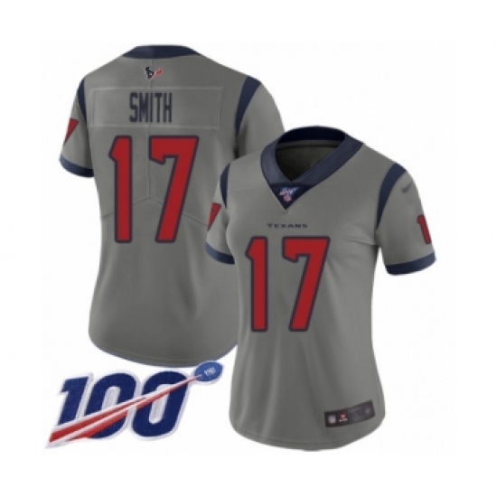 Women's Houston Texans #17 Vyncint Smith Limited Gray Inverted Legend 100th Season Football Jersey - Ujersey