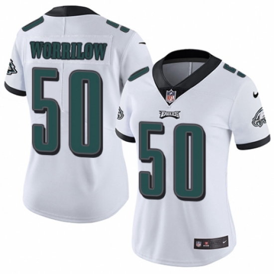 Women's Nike Philadelphia Eagles #50 Paul Worrilow White Vapor Untouchable Limited Player NFL Jersey - Ujersey