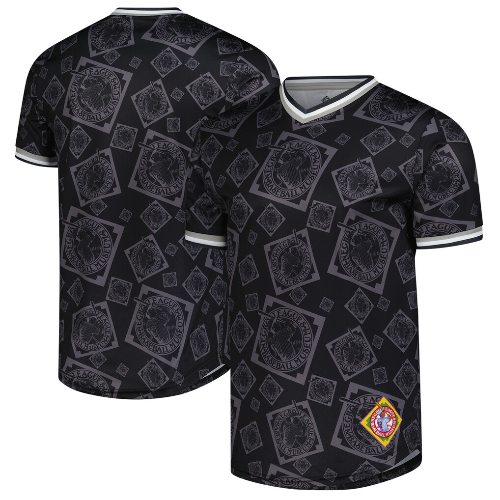 Men's Negro League Baseball Stitches Black Allover Print V-Neck Baseball Jersey - Ujersey