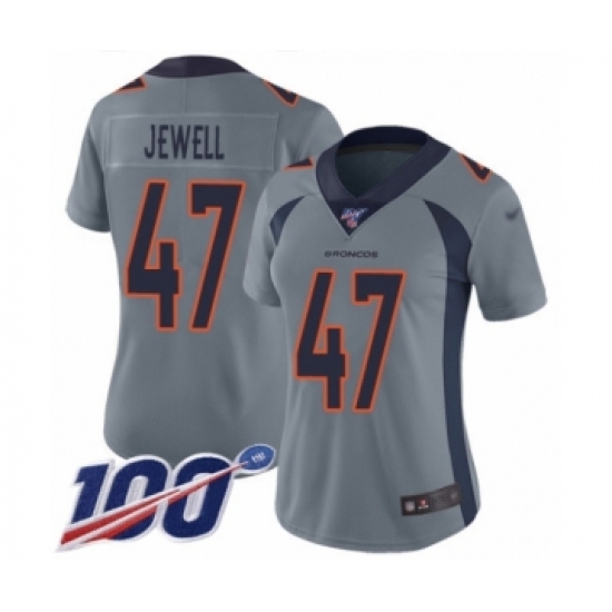 Women's Denver Broncos #47 Josey Jewell Limited Silver Inverted Legend 100th Season Football Jersey - Ujersey