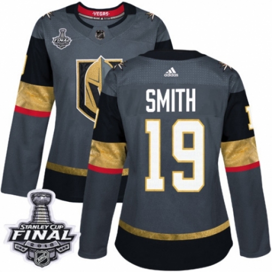 Women's Adidas Vegas Golden Knights #19 Reilly Smith Authentic Gray Home 2018 Stanley Cup Final NHL Jersey - Ujersey