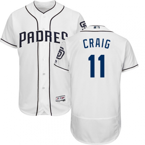 Men's Majestic San Diego Padres #11 Allen Craig White Home Flex Base Authentic Collection MLB Jersey - Ujersey