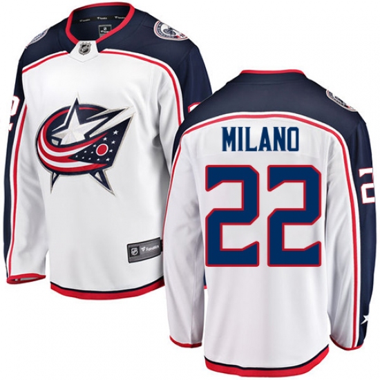 Youth Columbus Blue Jackets #22 Sonny Milano Fanatics Branded White Away Breakaway NHL Jersey - Ujersey