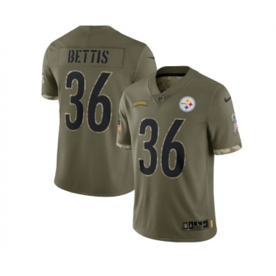 Men's Pittsburgh Steelers #36 Jerome Bettis 2022 Olive Salute To Service Limited Stitched Jersey - Ujersey