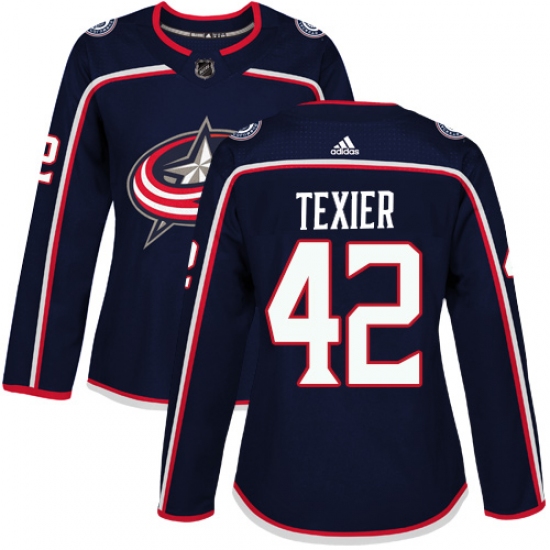 Women's Adidas Columbus Blue Jackets #42 Alexandre Texier Premier Navy Blue Home NHL Jersey - Ujersey