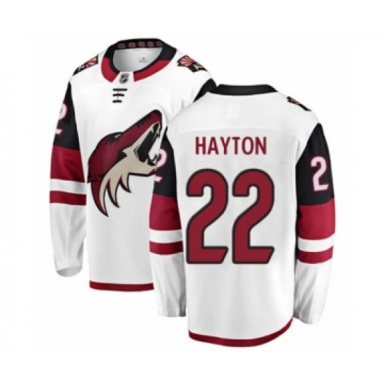 Men's Arizona Coyotes #22 Barrett Hayton Authentic White Away Fanatics Branded Breakaway NHL Jersey - Ujersey