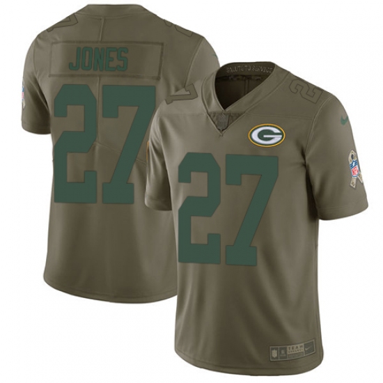 Youth Nike Green Bay Packers #27 Josh Jones Limited Olive 2017 Salute to Service NFL Jersey - Ujersey