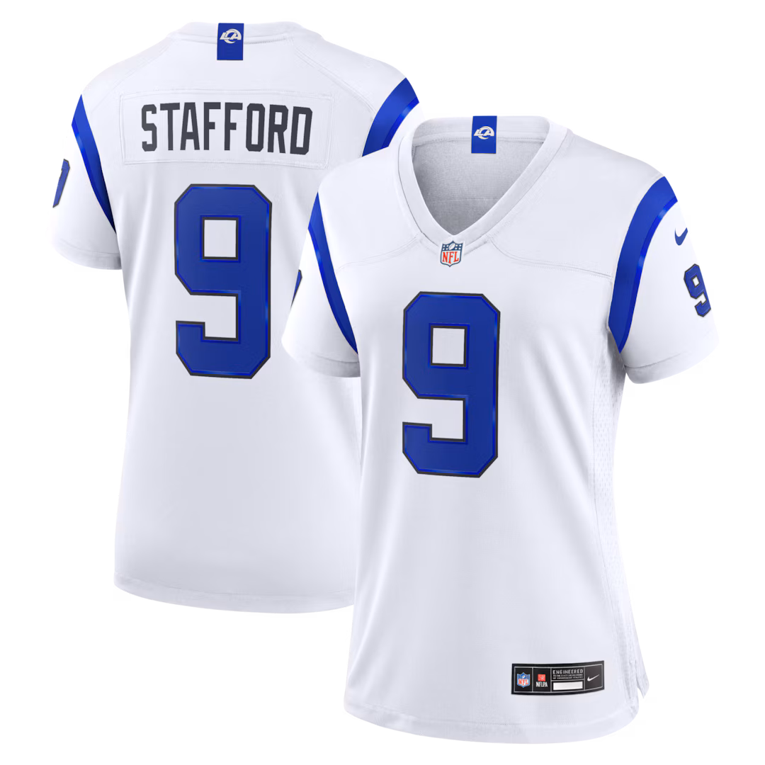 Women's Los Angeles Rams Matthew Stafford Nike Fearsome White Game Jersey - Ujersey