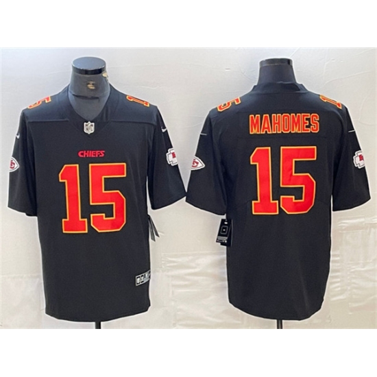 Men's Kansas City Chiefs #15 Patrick Mahomes Black Vapor Untouchable Limited Football Stitched Jersey - Ujersey
