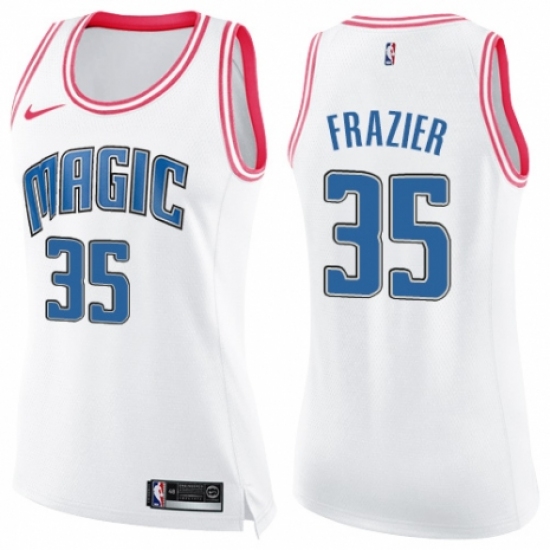 Women's Nike Orlando Magic #35 Melvin Frazier Swingman White/Pink Fashion NBA Jersey - Ujersey