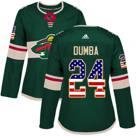 Women's Adidas Minnesota Wild #24 Matt Dumba Authentic Green USA Flag Fashion NHL Jersey - Ujersey