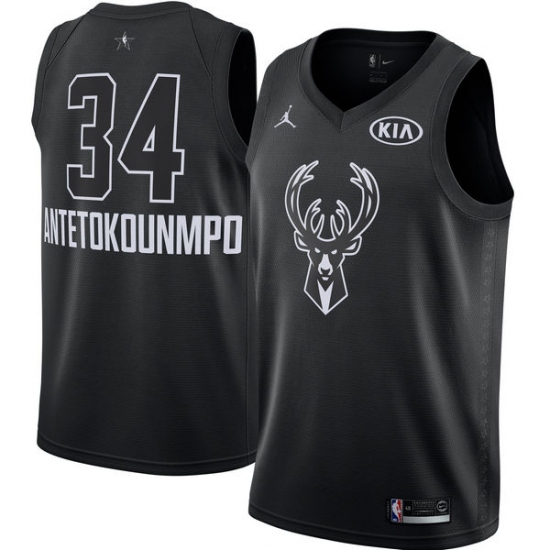Youth Nike Jordan Milwaukee Bucks #34 Giannis Antetokounmpo Swingman Black 2018 All-Star Game NBA Jersey - Ujersey