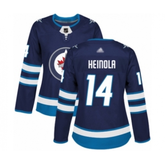Women's Winnipeg Jets #14 Ville Heinola Authentic Navy Blue Home Hockey Jersey - Ujersey