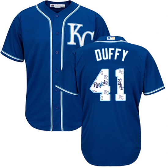 Men's Majestic Kansas City Royals #41 Danny Duffy Blue Authentic Blue Team Logo Fashion Cool Base MLB Jersey - Ujersey