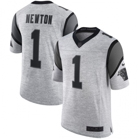 Men's Nike Carolina Panthers #1 Cam Newton Limited Gray Gridiron II NFL Jersey - Ujersey