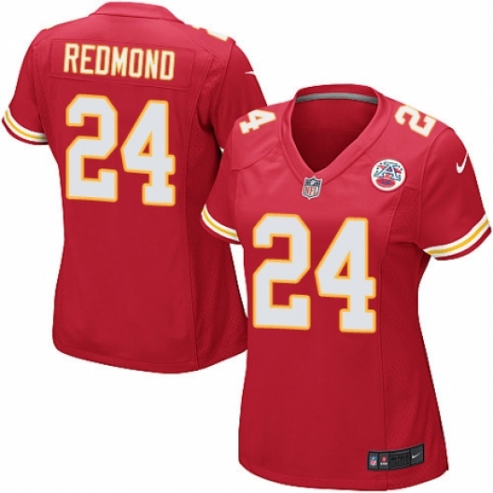 Women's Nike Kansas City Chiefs #24 Will Redmond Game Red Team Color NFL Jersey - Ujersey
