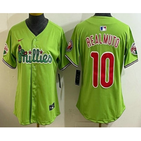 Women's Philadelphia Phillies #10 JT Realmuto Light Green Fashion Cool Base Jersey - Ujersey