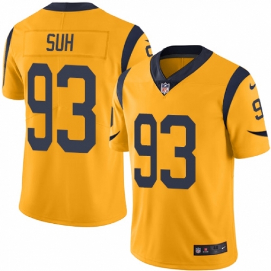 Men's Nike Los Angeles Rams #93 Ndamukong Suh Limited Gold Rush Vapor Untouchable NFL Jersey - Ujersey