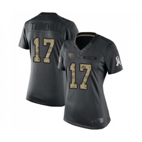 Women's Tennessee Titans #17 Ryan Tannehill Limited Black 2016 Salute to Service Football Jersey - Ujersey