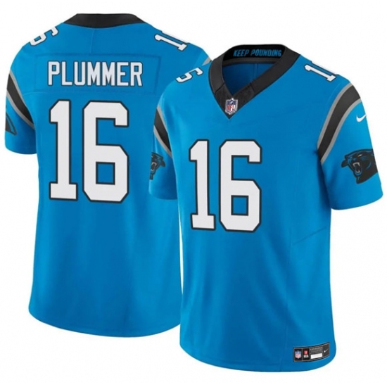 Men's Carolina Panthers #16 Jack Plummer Blue 2024 F.U.S.E. Vapor Limited Football Stitched Jersey - Ujersey
