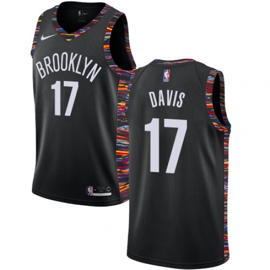 Men's Nike Brooklyn Nets #17 Ed Davis Swingman Black NBA Jersey - 2018 19 City Edition - Ujersey