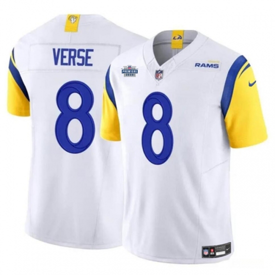 Men's Los Angeles Rams #8 Jared Verse White 2024 With Dradt F.U.S.E Vapor Untouchable Stitched Football Jersey - Ujersey