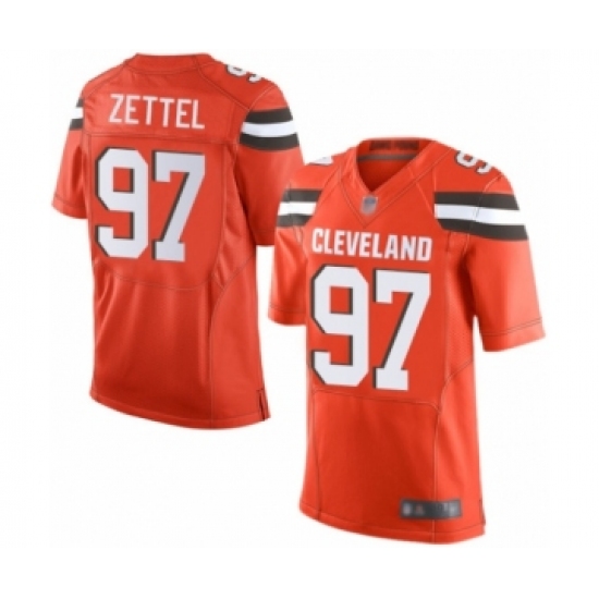 Men's Cleveland Browns #97 Anthony Zettel Elite Orange Alternate Football Jersey - Ujersey