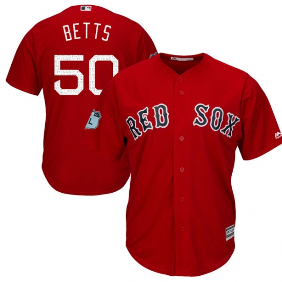Youth Majestic Boston Red Sox #50 Mookie Betts Authentic Scarlet 2017 Spring Training Cool Base MLB Jersey - Ujersey